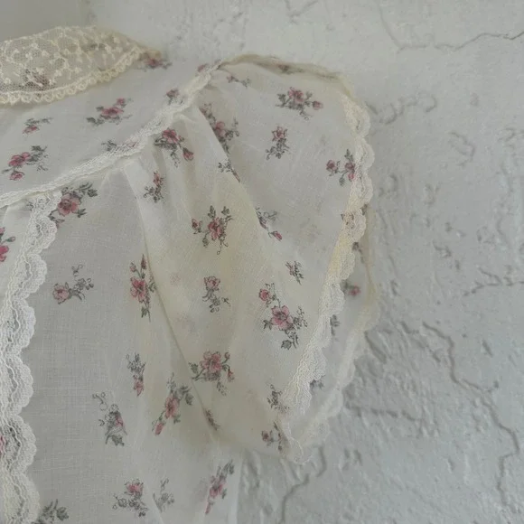 Gunne Sax Jessica McClintock Vintage 70's Dress‎ Women 7 Floral Lace Prairie - Picture 6 of 11